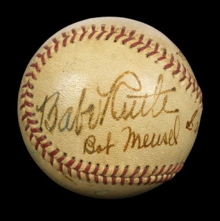BABE RUTH SIGNED BASEBALL FROM MARV GUDAT COLLECTION - JSA