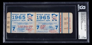 1965 WORLD SERIES GAME 7 FULL TICKET - BECKETT AUTHENTIC