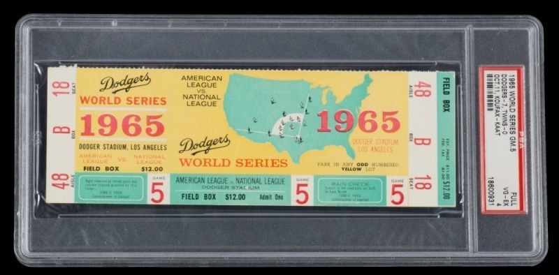 1965 WORLD SERIES GAME 5 FULL TICKET - PSA 4