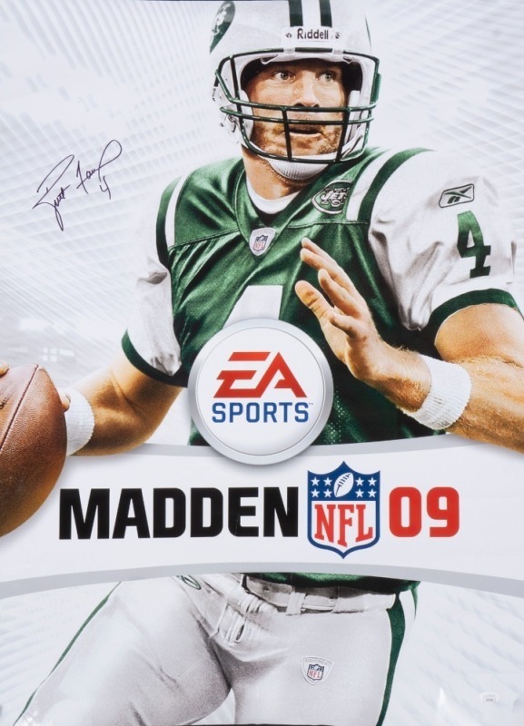 BRETT FAVE SIGNED EA SPORTS 2009 MADDEN FOOTBALL POSTER - JSA