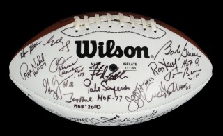 PRO FOOTBALL HALL OF FAME MULTI-SIGNED 2010 ENSHRINEMENT FOOTBALL - JERRY RICE & EMMITT SMITH INDUCTION YEAR - JSA