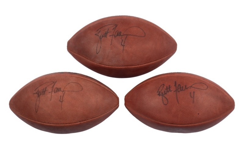 BRETT FAVRE SIGNED FOOTBALL GROUP OF THREE - JSA