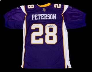 ADRIAN PETERSON SIGNED AND INSCRIBED MINNESOTA VIKINGS JERSEY - PSA