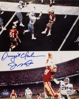 JOE MONTANA & DWIGHT CLARK SIGNED "THE CATCH" 8 X 10 PHOTOGRAPH - PSA