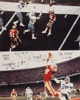 DWIGHT CLARK SIGNED AND PLAY DIAGRAMMED "THE CATCH" 16 X 20 PHOTOGRAPH - PSA