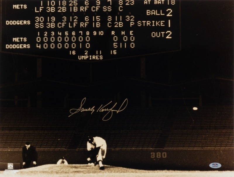 SANDY KOUFAX SIGNED FIRST NO-HITTER 16 X 20 PHOTOGRAPH - PSA