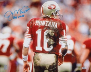 JOE MONTANA SIGNED & INSCRIBED 16 X 20 PHOTOGRAPH - PSA