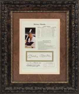 MICKEY MANTLE SIGNED CAREER STATISTICS SHEET