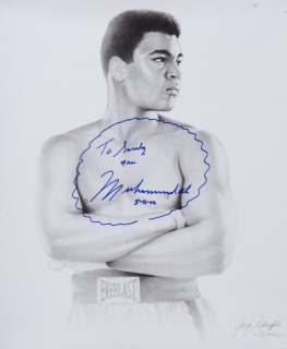 MUHAMMAD ALI SIGNED & INSCRIBED ART PRINT