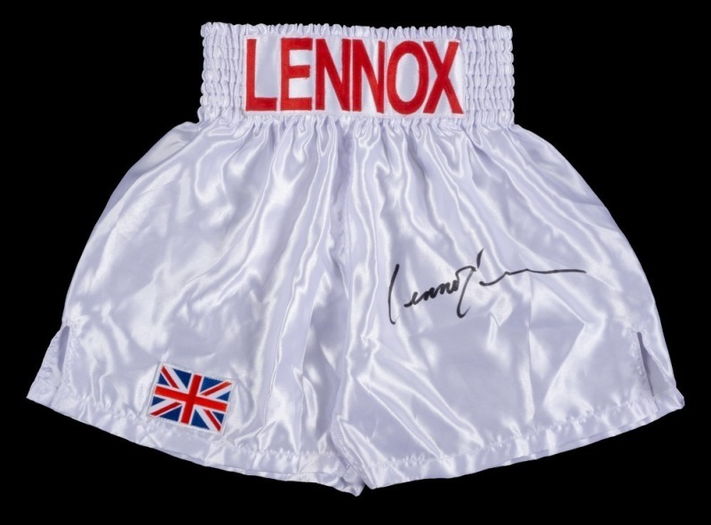 LENNOX LEWIS SIGNED BOXING TRUNKS