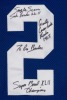 MICHAEL STRAHAN SIGNED AND MULTI-INSCRIBED 2008 NEW YORK GIANTS TEAM ISSUED JERSEY - PSA - 5