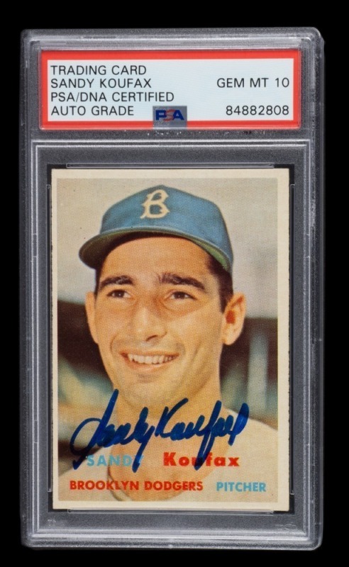 SANDY KOUFAX SIGNED 1957 TOPPS - PSA 10