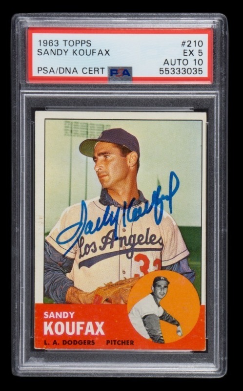 SANDY KOUFAX SIGNED 1963 TOPPS - PSA 5 / AUTO 10