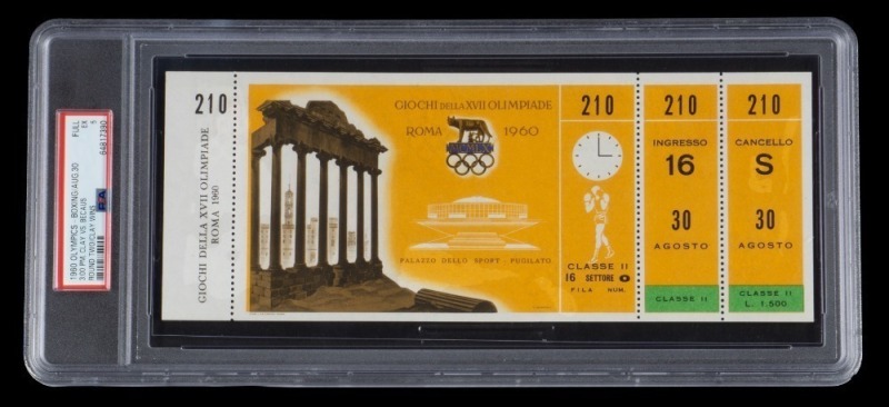 CASSIUS CLAY 1960 SUMMER OLYMPICS BOXING SECOND ROUND FULL TICKET - PSA 5