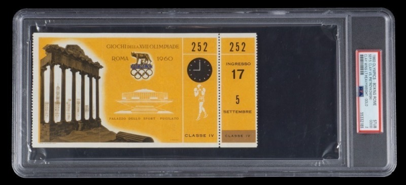 CASSIUS CLAY VS ZBIGNIEW PIETRZYKOWSKI PSA GRADED 1960 SUMMER OLYMPICS BOXING FINAL TICKET STUB - POP 5