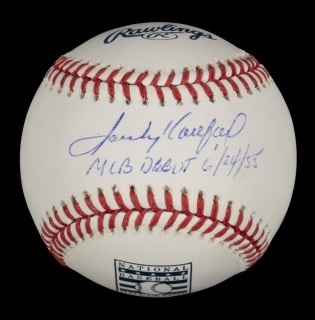 SANDY KOUFAX SIGNED & “MLB DEBUT” INSCRIBED BASEBALL