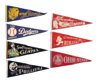 1960s ERA VINTAGE SPORTS TEAM PENNANTS GROUP OF SEVEN