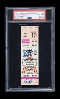 NOLAN RYAN SIGNED & INSCRIBED AUGUST 12, 1974, 19 K GAME FULL TICKET - PSA 8 / AUTO 10 - 1 of 3 - HIGHEST GRADED & ONLY AUTOGRAPHED