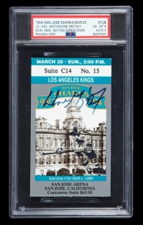 WAYNE GRETZKY SIGNED TICKET STUB FROM RECORD TYING 801st GOAL GAME - PSA 6 / AUTO 9 - 1 of 5 - HIGHEST GRADED & ONLY AUTOGRAPHED