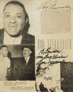 DON NEWCOMBE SIGNED 1957 MAGAZINE PAGE