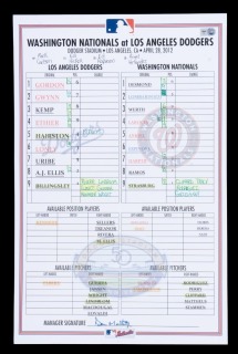 BRYCE HARPER MLB DEBUT LINE-UP CARD