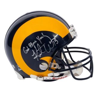 KURT WARNER & ISAAC BRUCE SIGNED ST. LOUIS RAMS RIDDELL PRO MODEL FULL SIZE HELMET - PSA