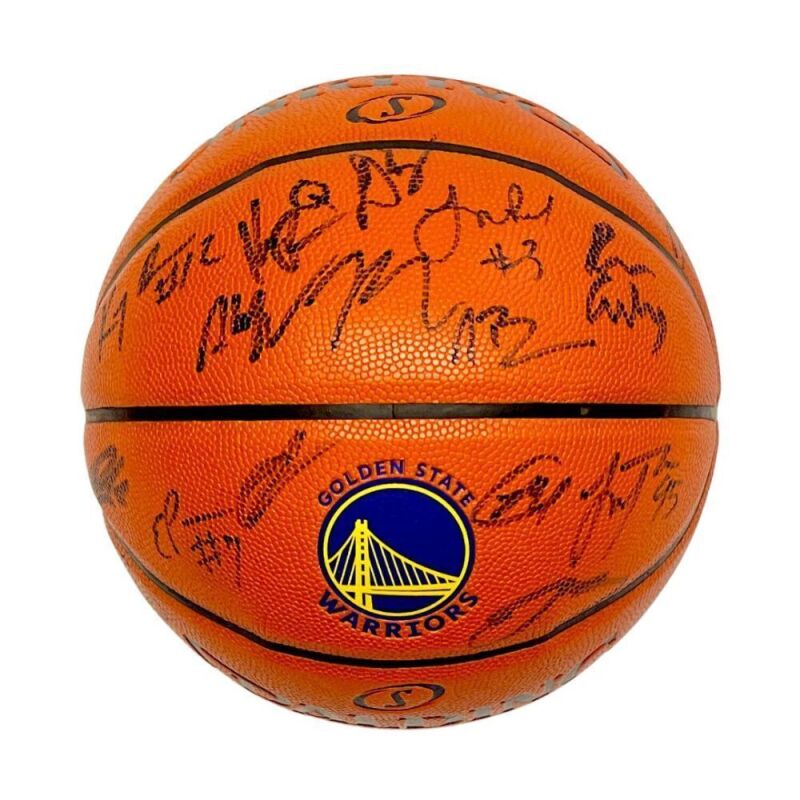 GOLDEN STATE WARRIORS TEAM SIGNED BASKETBALL w/ CURRY - WARRIORS COA