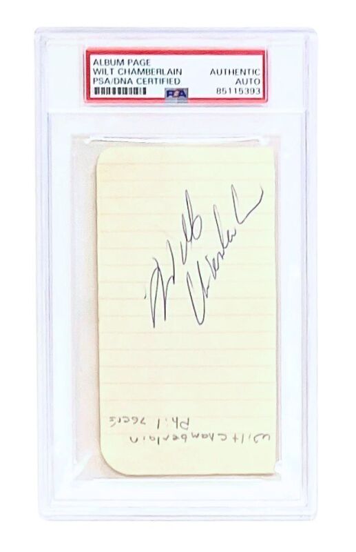 WILT CHAMBERLAIN 76ERS ERA SIGNED ALBUM PAGE - PSA