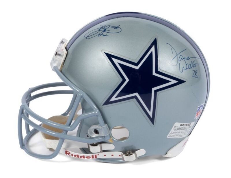 TROY AIKMAN, EMMITT SMITH & DARREN WOODSON SIGNED DALLAS COWBOYS RIDDELL PRO MODEL FULL SIZE HELMET - PSA