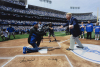 SANDY KOUFAX AND VIN SCULLY SIGNED FIRST PITCH CANVAS