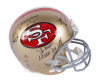 JOE MONTANA, DWIGHT CLARK, JOHN TAYLOR AND VIN SCULLY SIGNED "THE CATCH" AND "THE DRIVE" PLAY DIAGRAMMED SAN FRANCISCO 49ERS FULL-SIZE HELMET - 3