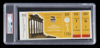 CASSIUS CLAY VS GENNADIY SHATKOV PSA GRADED 1960 SUMMER OLYMPICS BOXING QUARTERFINALS FULL TICKET - POP 1