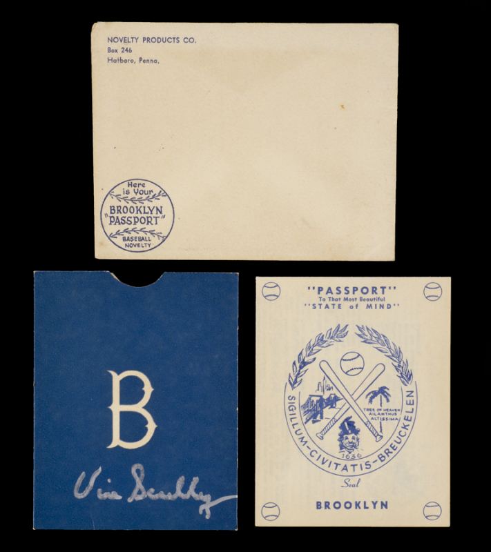VIN SCULLY SIGNED 1955 BROOKLYN DODGERS PASSPORT