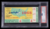SANDY KOUFAX PSA GRADED SIGNED 1965 WORLD SERIES GAME 4 TICKET STUB - POP 4