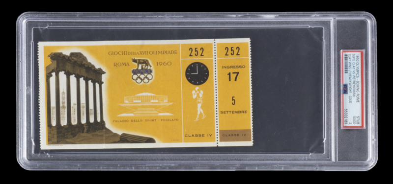 CASSIUS CLAY VS ZBIGNIEW PIETRZYKOWSKI PSA GRADED 1960 SUMMER OLYMPICS BOXING FINAL TICKET STUB - POP 3