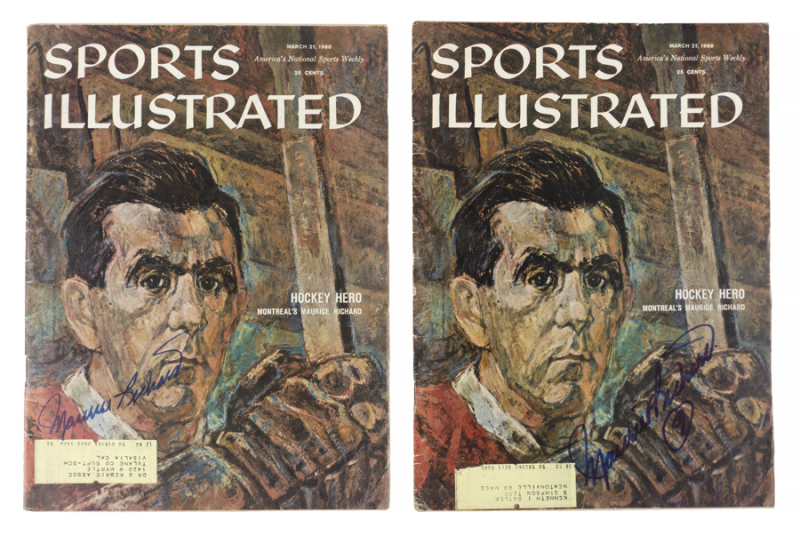 MAURICE RICHARD SIGNED 1960 SPORTS ILLUSTRATED PAIR