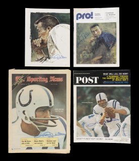 JOHNNY UNITAS SIGNED PUBLICATIONS GROUP OF FOUR