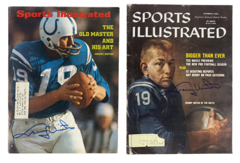 JOHNNY UNITAS SIGNED SPORTS ILLUSTRATED PAIR