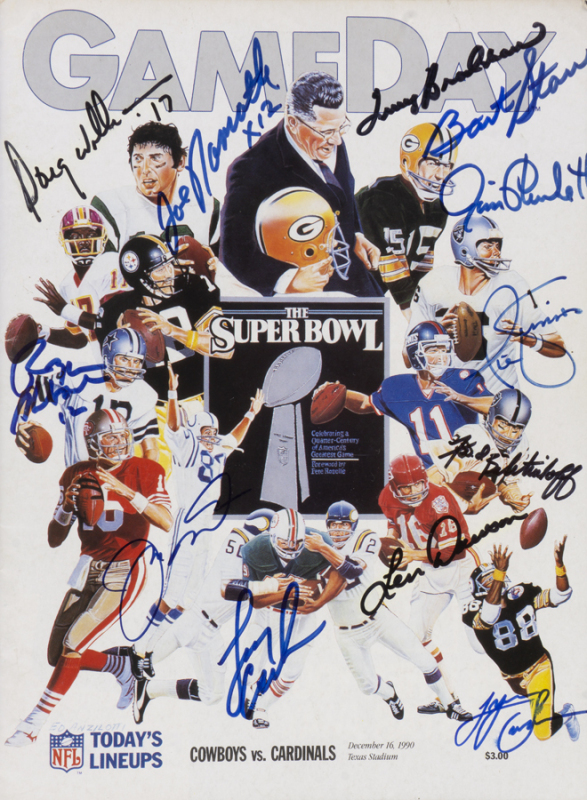 SUPER BOWL MVPs MULTI-SIGNED 1990 DALLAS COWBOYS GAMEDAY PROGRAM