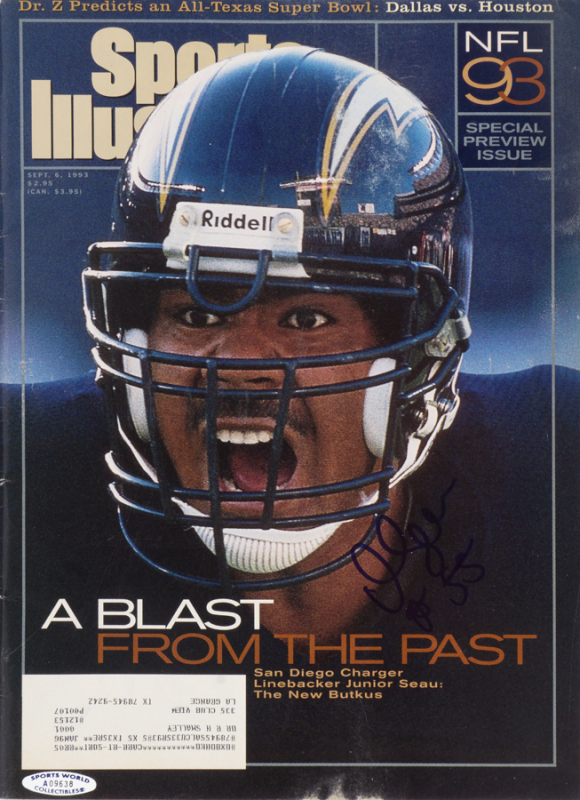 JUNIOR SEAU SIGNED 1993 SPORTS ILLUSTRATED MAGAZINE