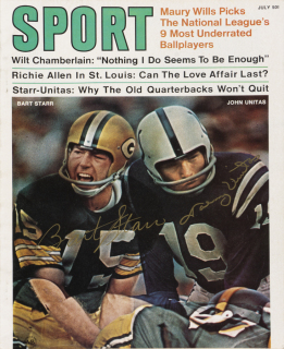 JOHNNY UNITAS AND BART STARR SIGNED 1970 SPORT MAGAZINE