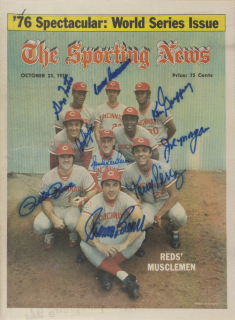 CINCINNATI REDS "BIG RED MACHINE" SIGNED 1976 SPORTING NEWS COVER