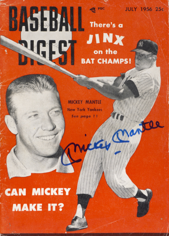 MICKEY MANTLE SIGNED 1956 BASEBALL DIGEST