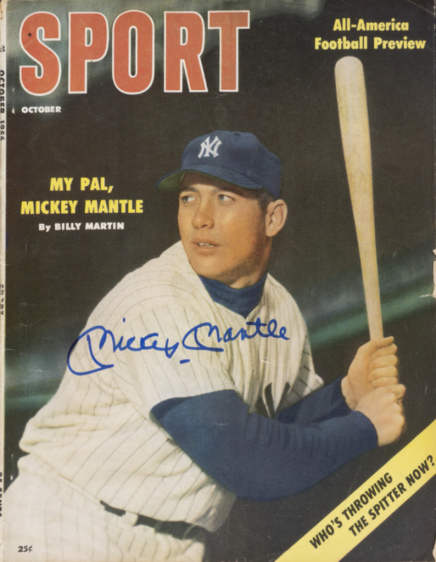 MICKEY MANTLE SIGNED 1956 SPORT MAGAZINE