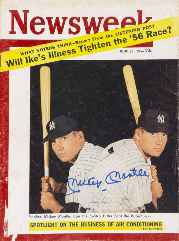 MICKEY MANTLE SIGNED 1956 NEWSWEEK MAGAZINE