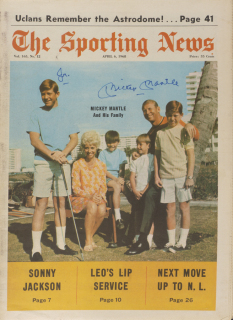 MICKEY MANTLE SIGNED 1968 SPORTING NEWS COVER