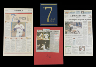 NOLAN RYAN SIGNED 7th NO-HITTER PUBLICATIONS AND NEWSPAPER ARTICLES GROUP OF FOUR