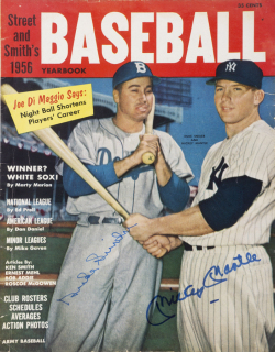 MICKEY MANTLE AND DUKE SNIDER SIGNED 1956 BASEBALL YEARBOOK