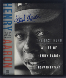 HANK AARON SIGNED AND FRAMED BOOK DUST JACKET