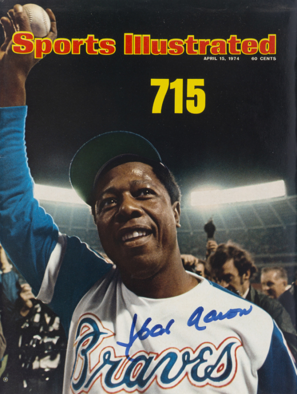 HANK AARON SIGNED 715th HOME RUN 1974 SPORTS ILLUSTRATED MAGAZINE